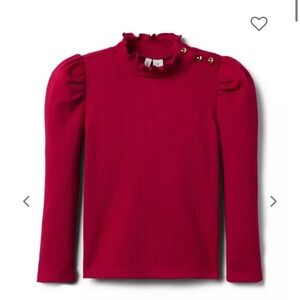 Kids Red Long Sleeve Ribbed Top
